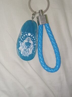 Blue Agate Goddess Keychain